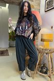 Lomi Mandala Stretch Velour Sweatshirt Charcoal